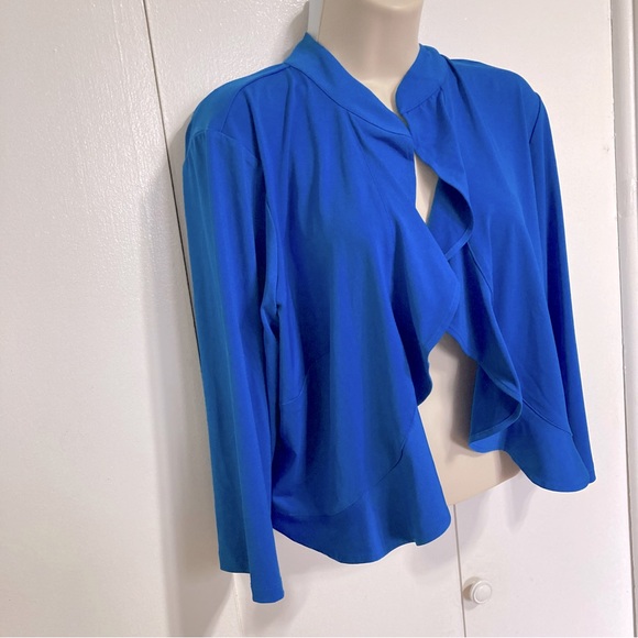 BOB MACKIE Wearable Art Cardigan Womens Large Navy Blue White Preppy Coastal 1X - Picture 3 of 12